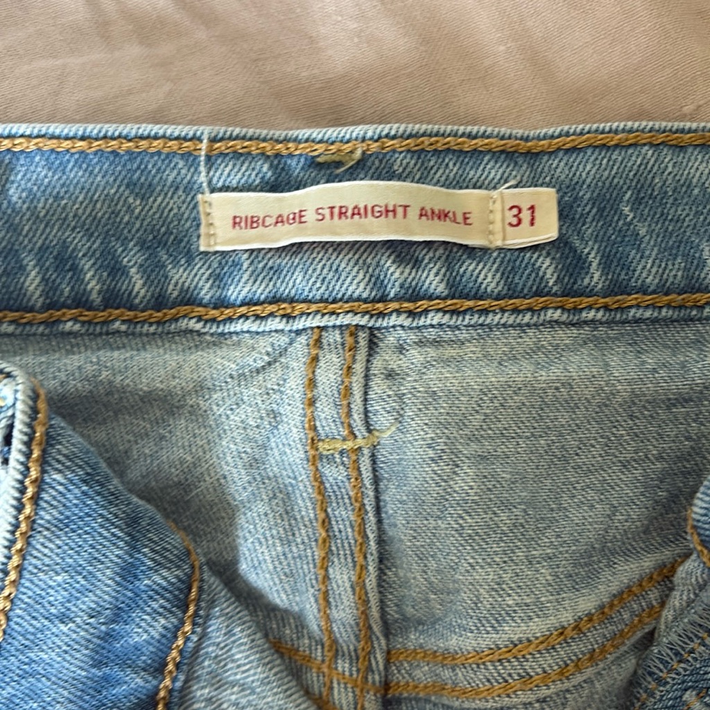 Levi’s Ribcage Premium Light Stonewash Blue Straight Leg Ankle Jean 31